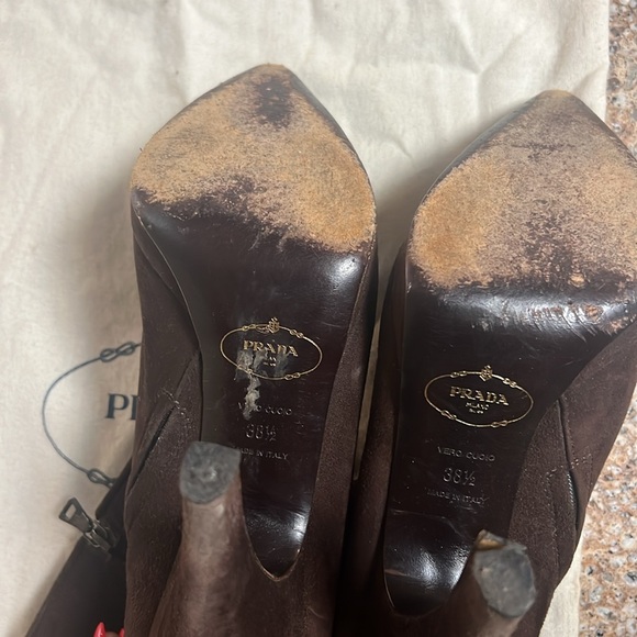 Prada Brown Suede Ankle Boots - Picture 3 of 8